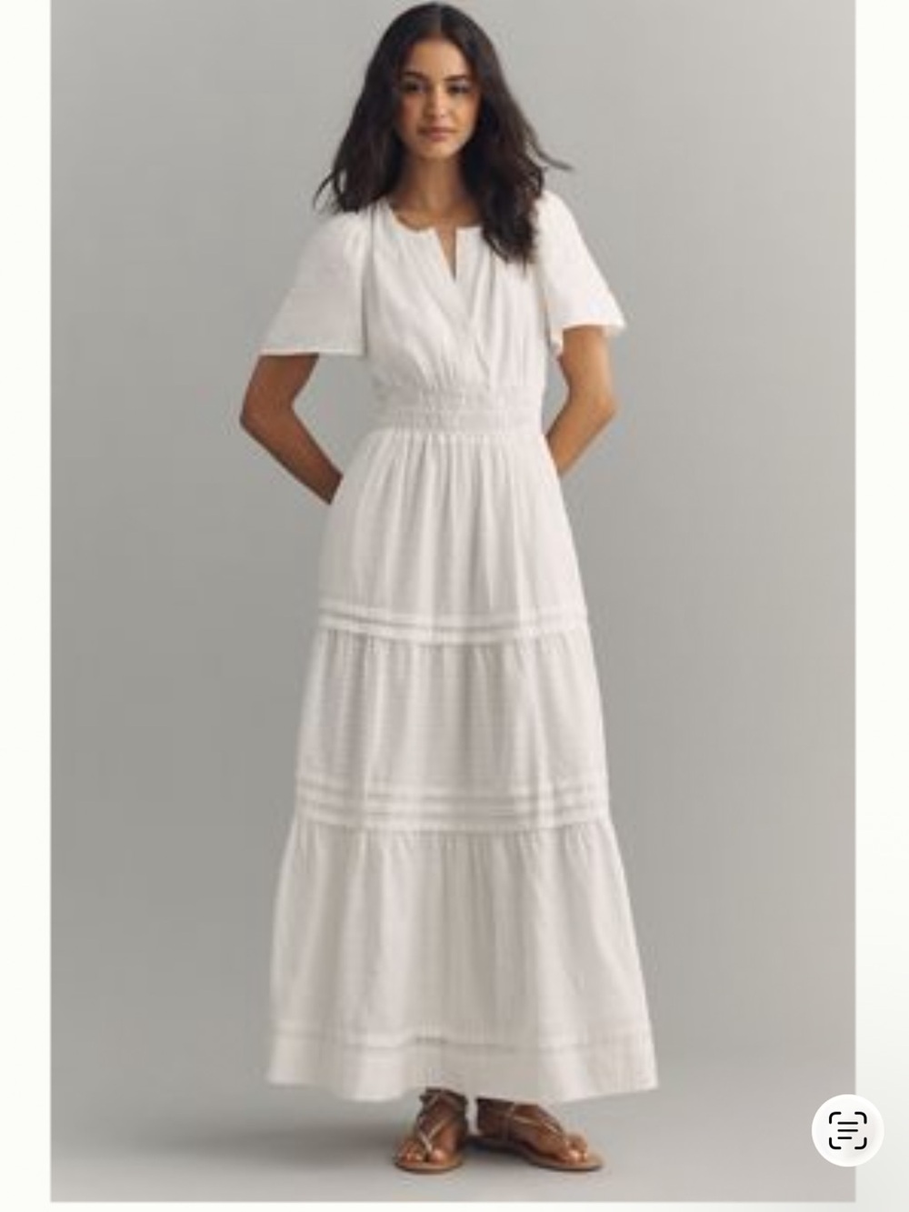 White Anthropologie Somerset Maxi Dress with Smocked Waist M